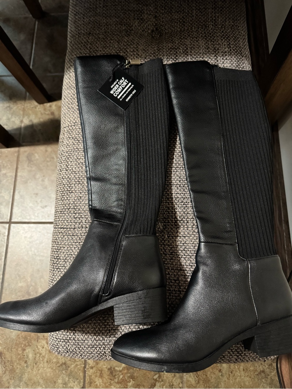 Kenneth Cole Black Over-the-Knee Stretch Boots